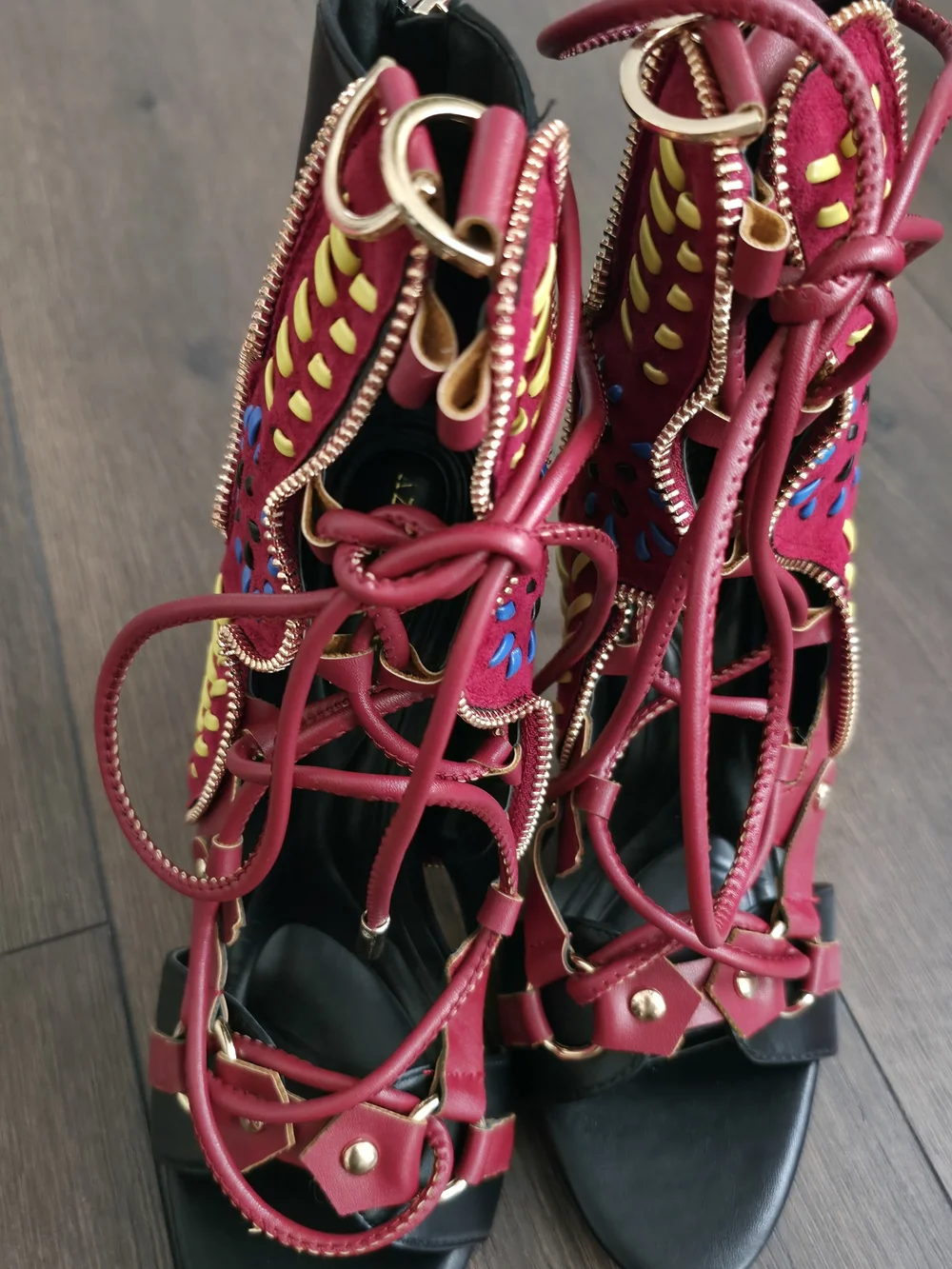 Azalea Wang Shainia Red Multi Stiletto Sandal
